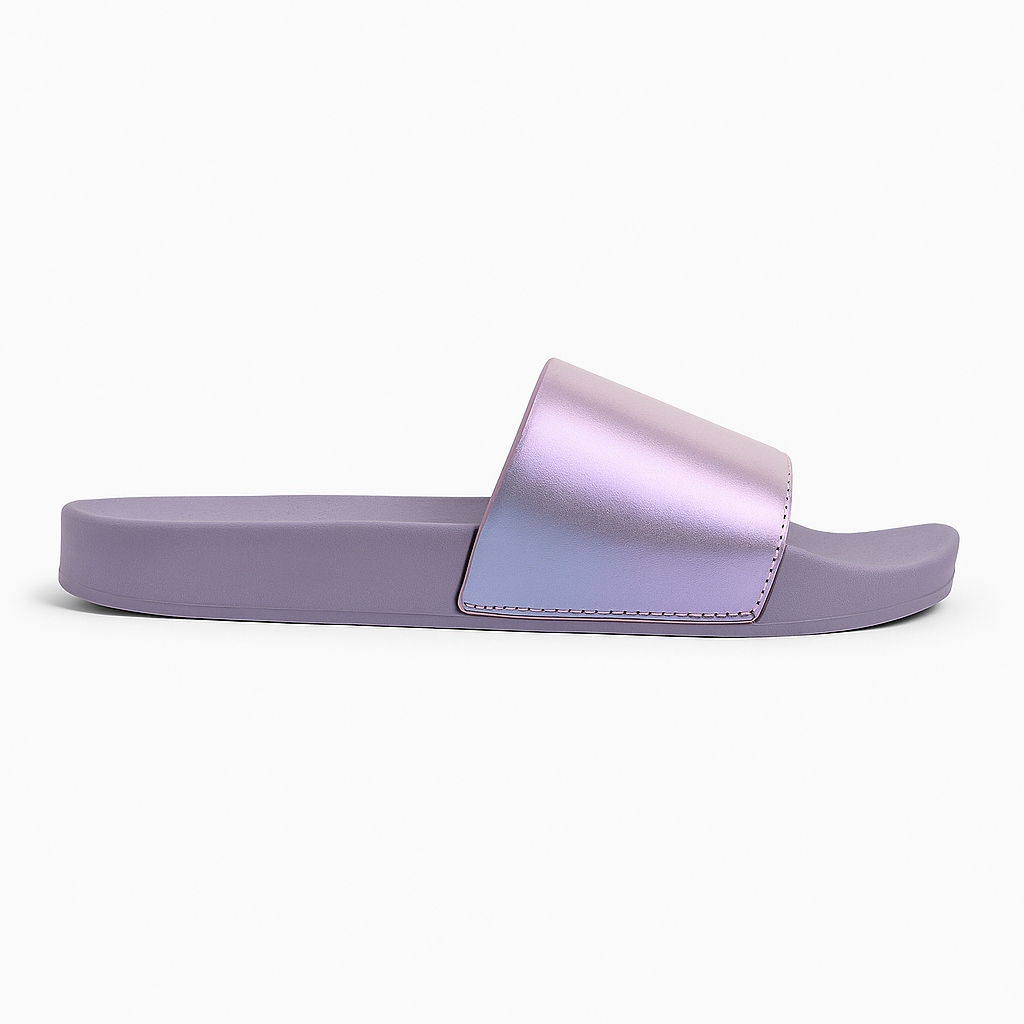Heelory Lavender Metallic Shine Slippers - HL13
