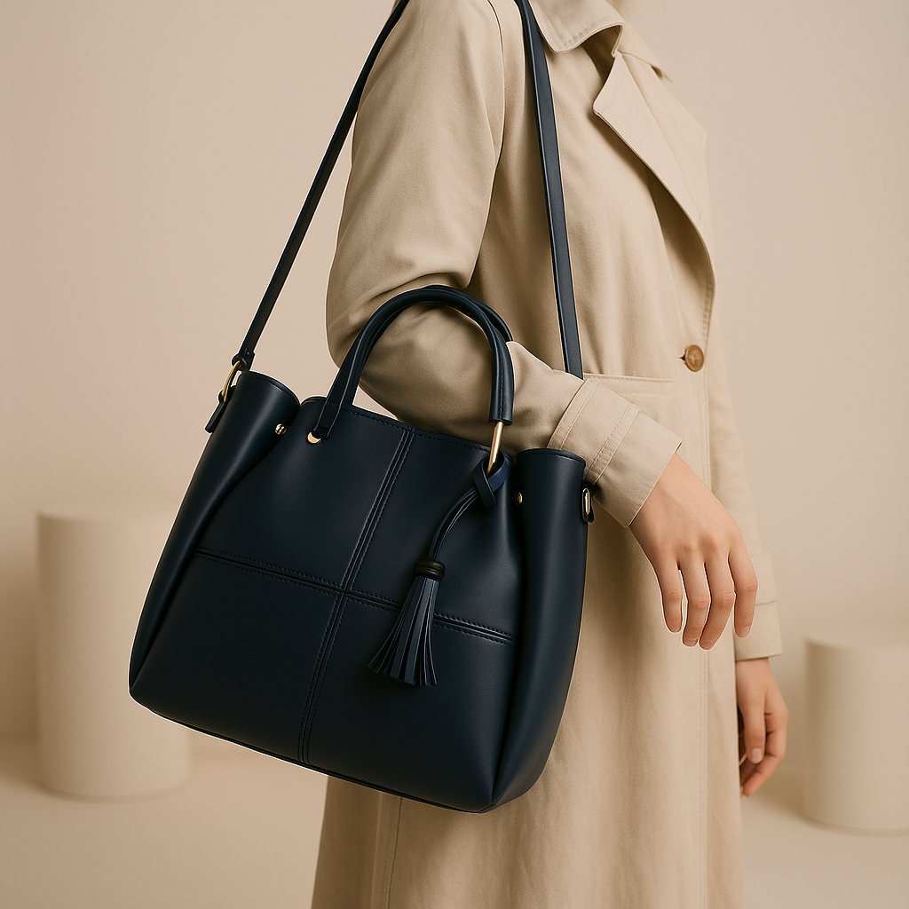 Heelory Elegant Blue Leather Bag set – HL6