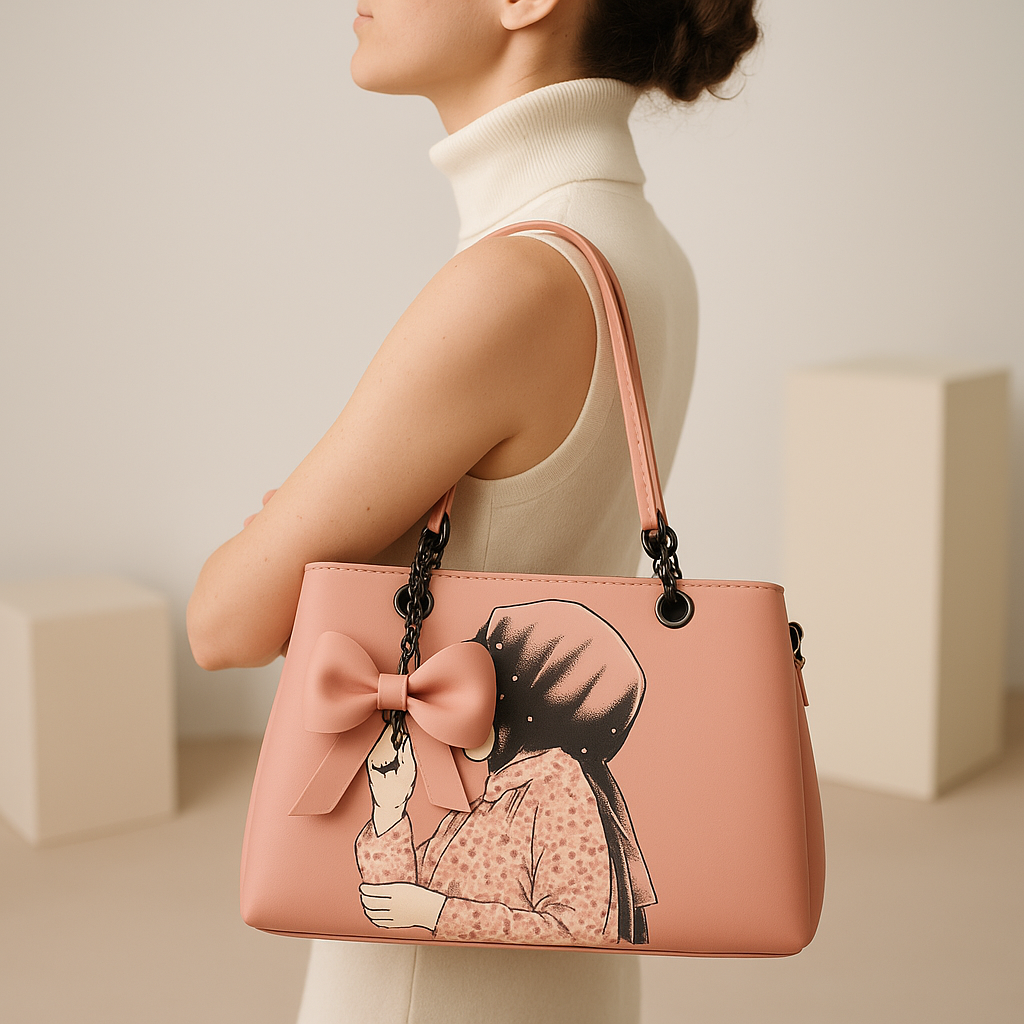 Heelory Pink Bag with Girl Print – HL14