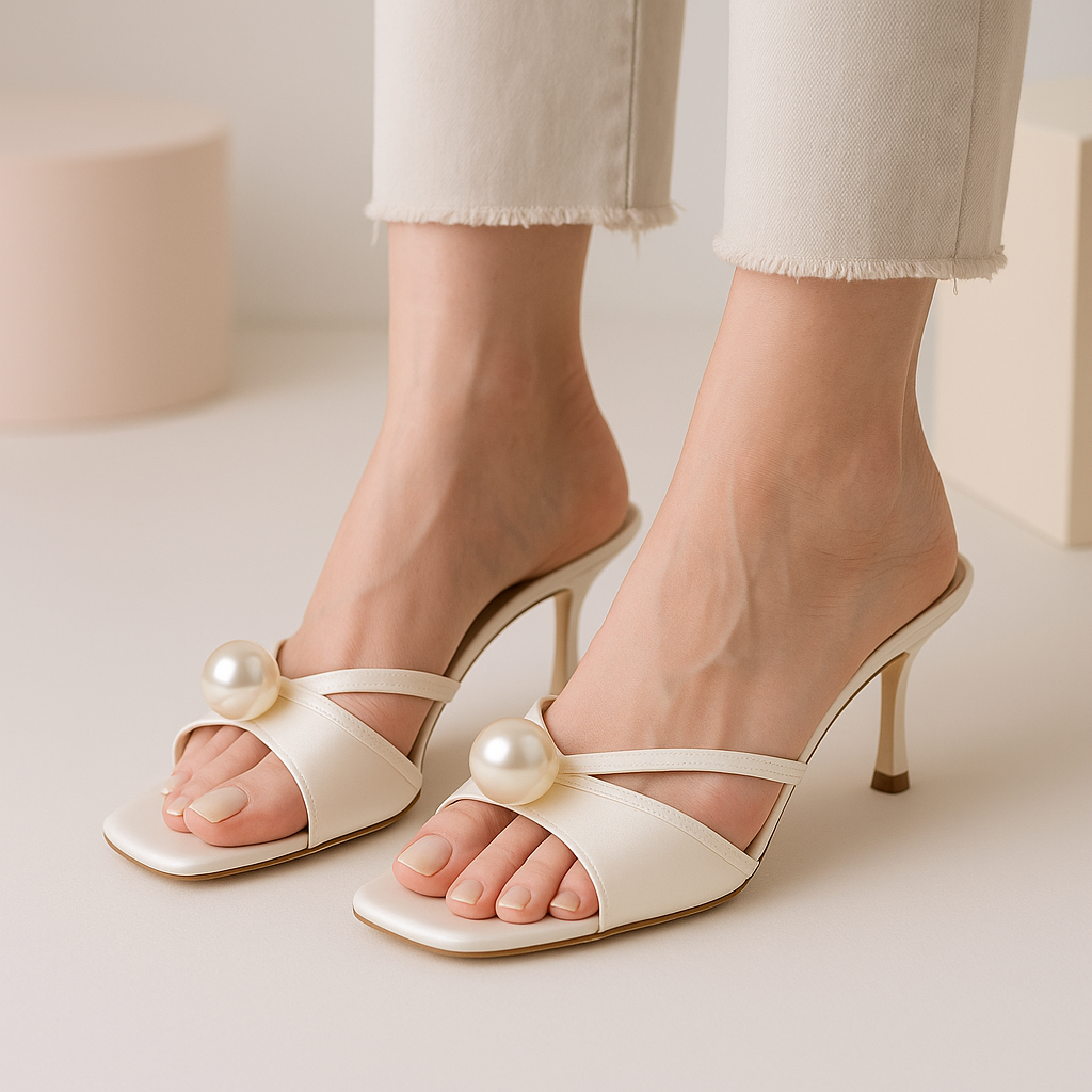 Heelory White Elegant Pearl Chic 2.5 Inch heel - HL24