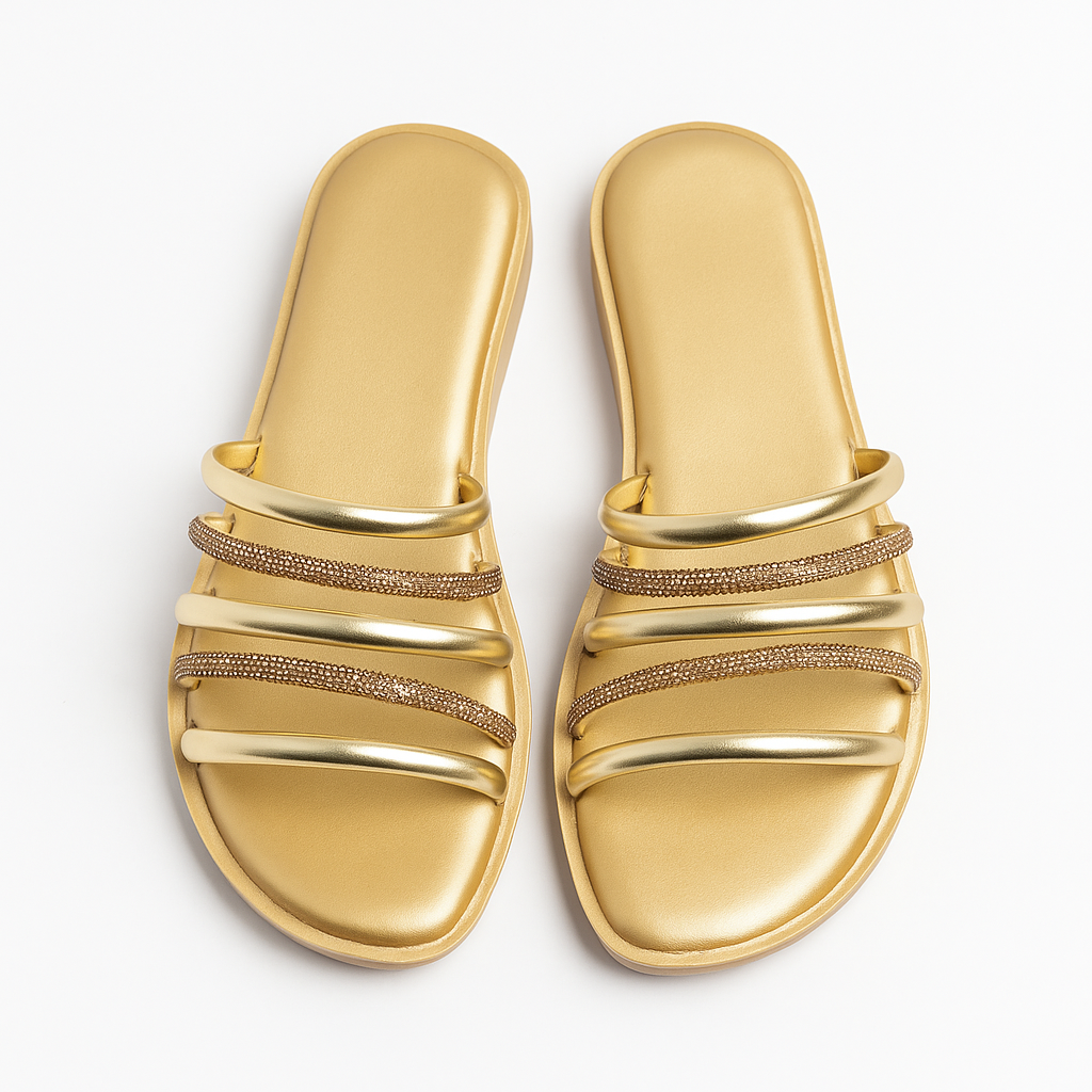 Heelory Golden Fancy Sandals HL3 – Elegant Party Flats