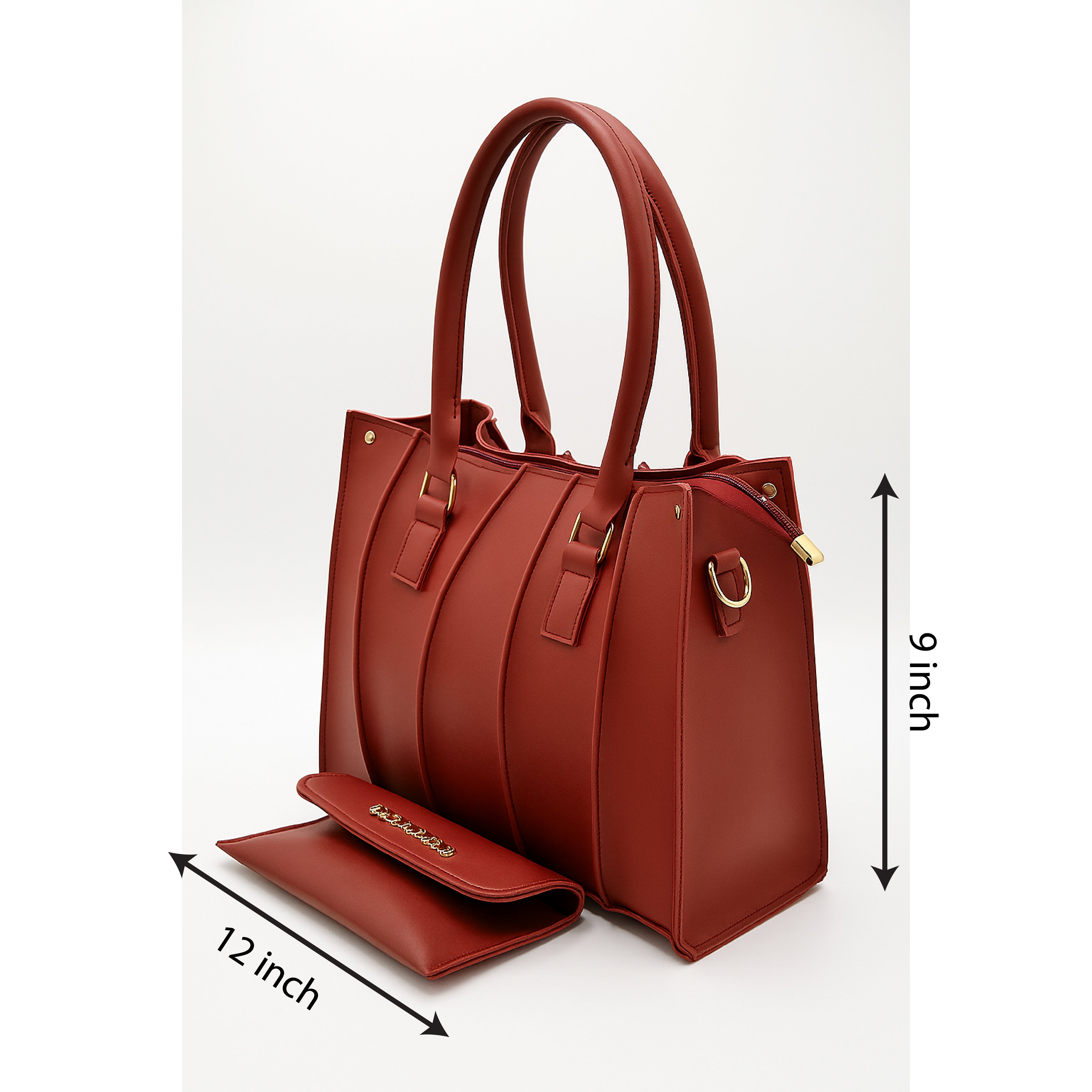 Heelory Red Leather Bag with Pouch – HL16