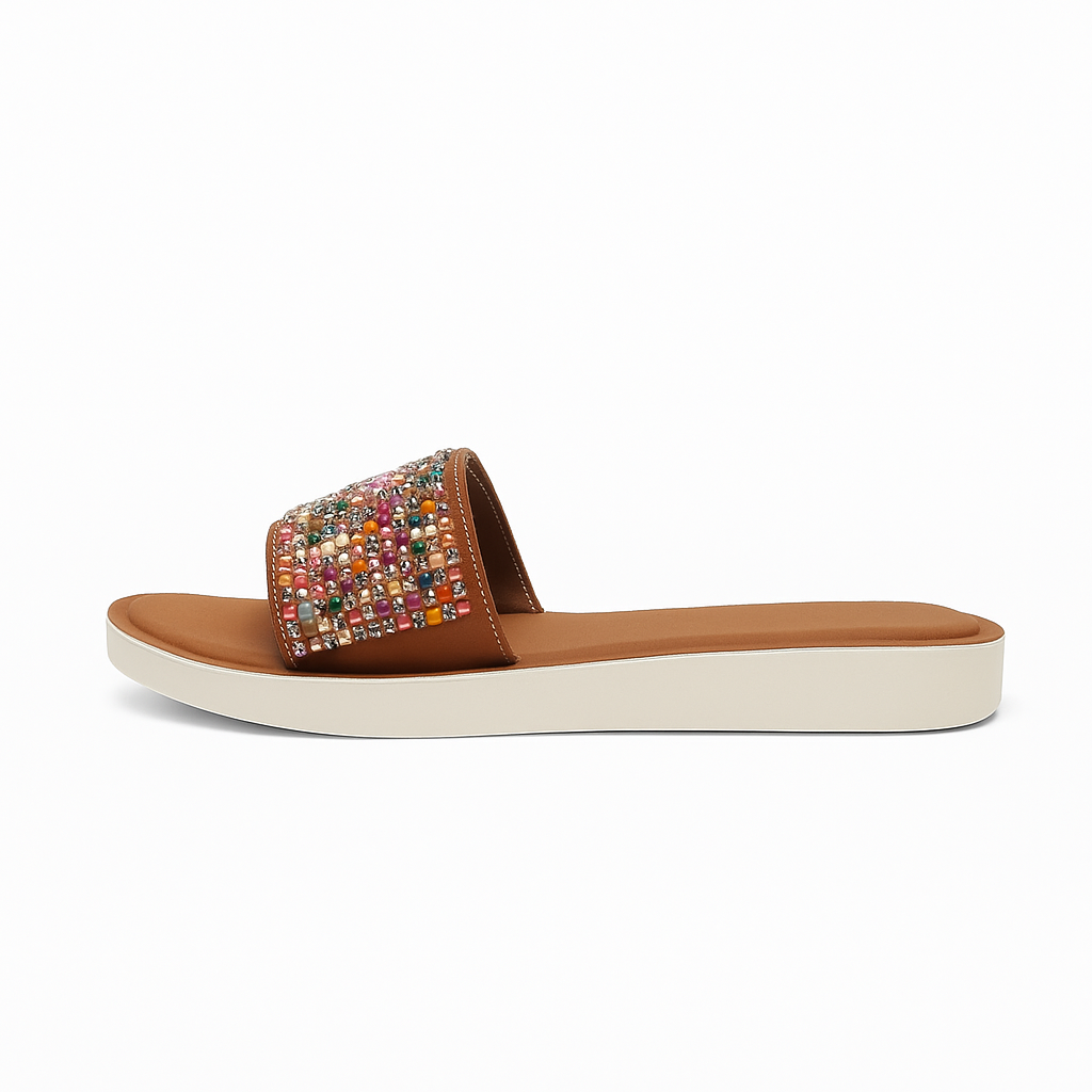Heelory Brown Multicolor Sandals HL1 – Casual Everyday Flats