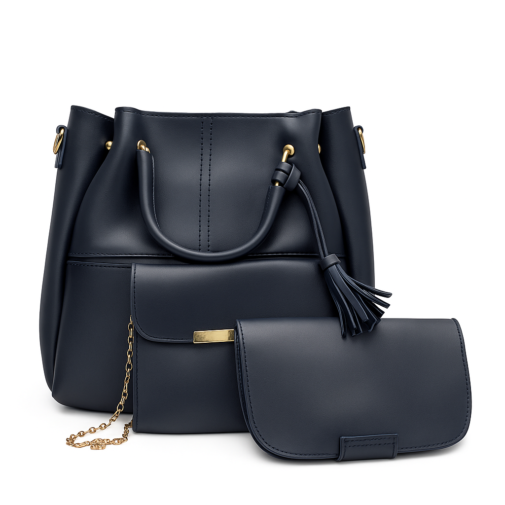 Heelory Elegant Blue Leather Bag set – HL6