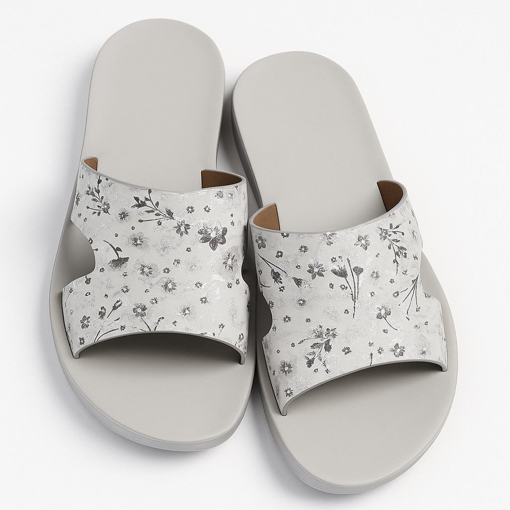 Heelory Gray Floral Slippers HL9 – Comfort Flats