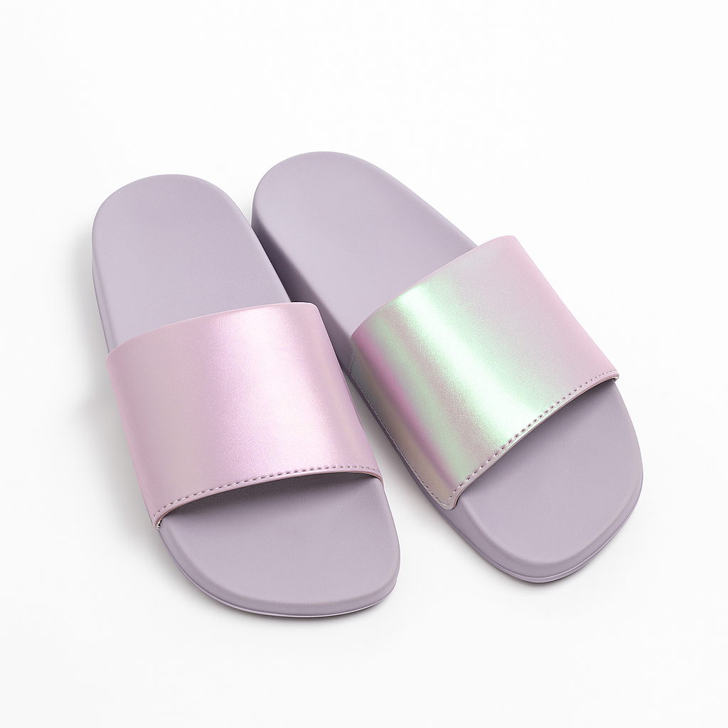 Heelory Lavender Metallic Shine Slippers - HL13