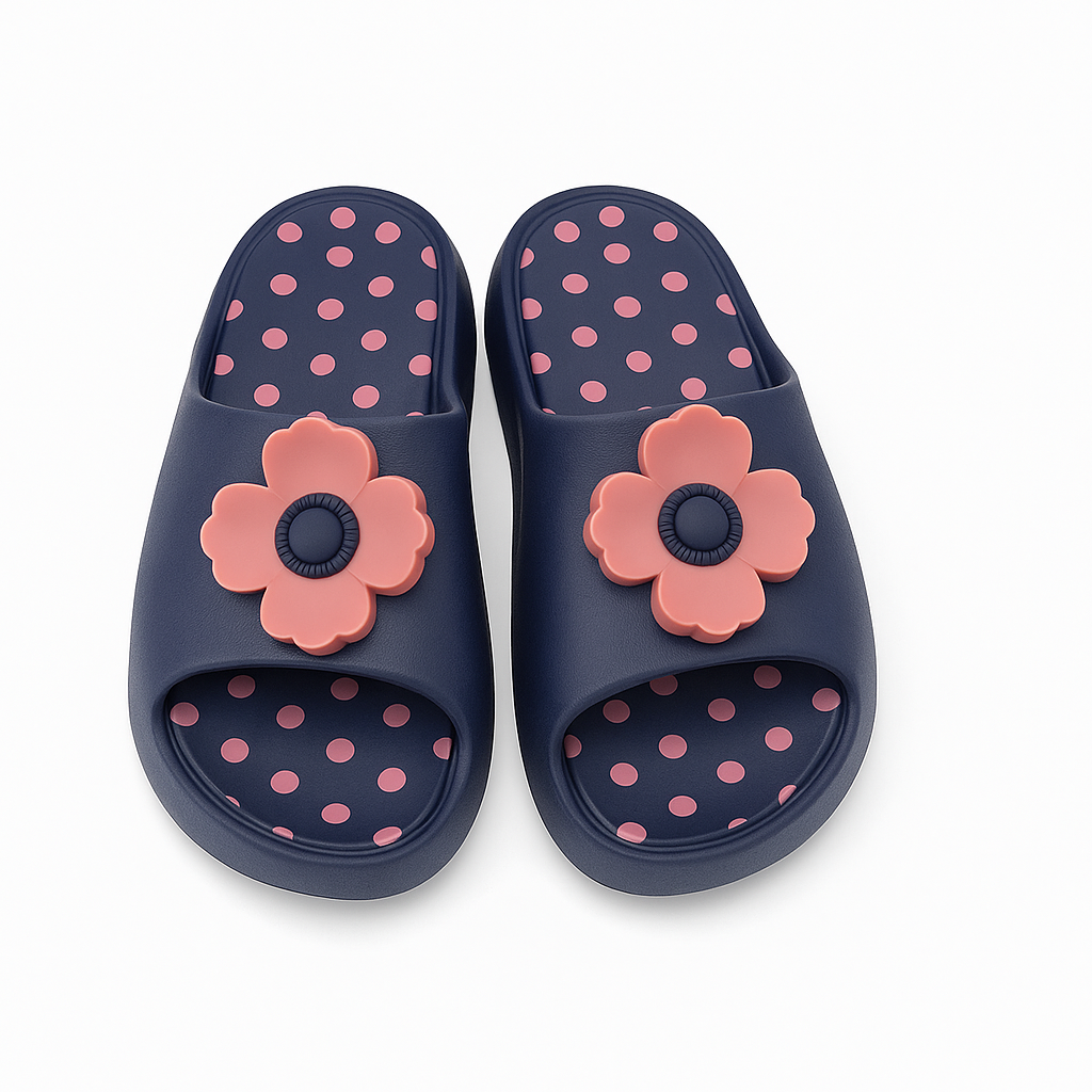 Heelory Navy Polka Dot Slippers HL14 – PVC Flats