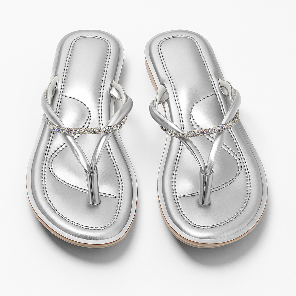 Heelory Silver Kanchi Sandals HL5 – Ethnic Festive Flats