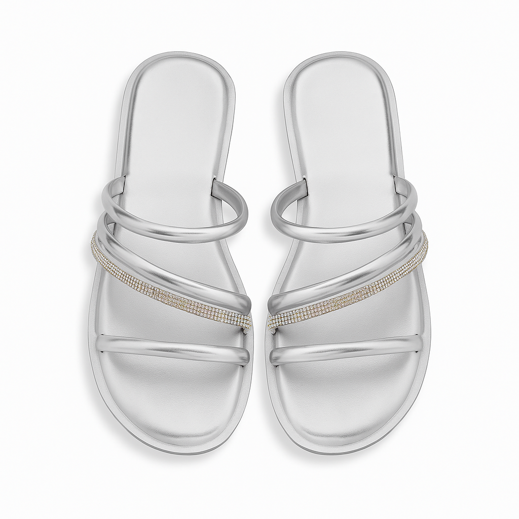 Heelory Silver Classic Fancy Sandals HL6 – Stylish Everyday Flats