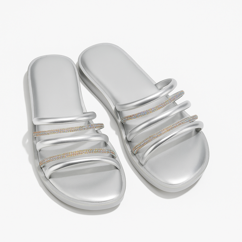 Heelory Silver Glam Fancy Sandals HL7 – Dressy Evening Flats