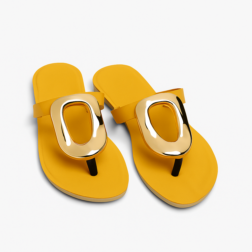 Heelory Yellow Kanchi Fancy Sandals HL8 – Vibrant Summer Flats