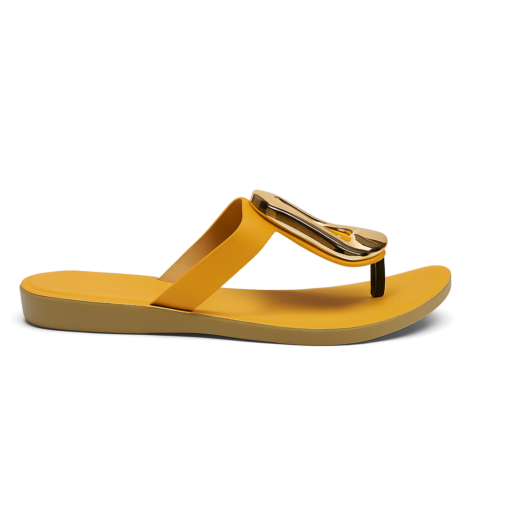 Heelory Yellow Kanchi Fancy Sandals HL8 – Vibrant Summer Flats